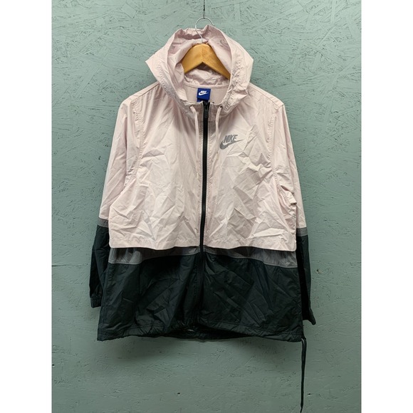 Nike Sportswear Windbreaker Jacket Women’s L‎ Hooded Raincoat Logo Zip NWT - Picture 2 of 12